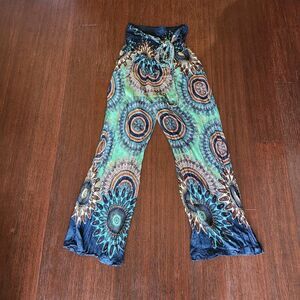 Boho Mandala Jumpsuit Convertible Palazzo Pants Rayon Strapless Romper One Size